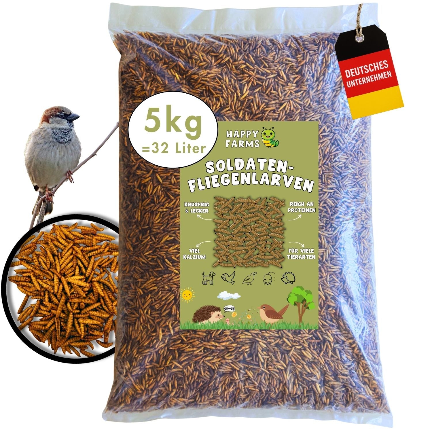 Getrocknete Soldatenfliegenlarven kaufen – Premium-Futter für Vögel & Igel