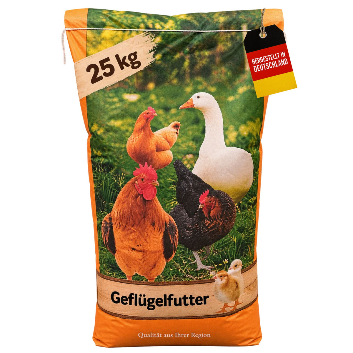 Happy Farms Körnerfutter Plus für Geflügel, 25-kg-Sack – für Hühner, Enten und Gänse